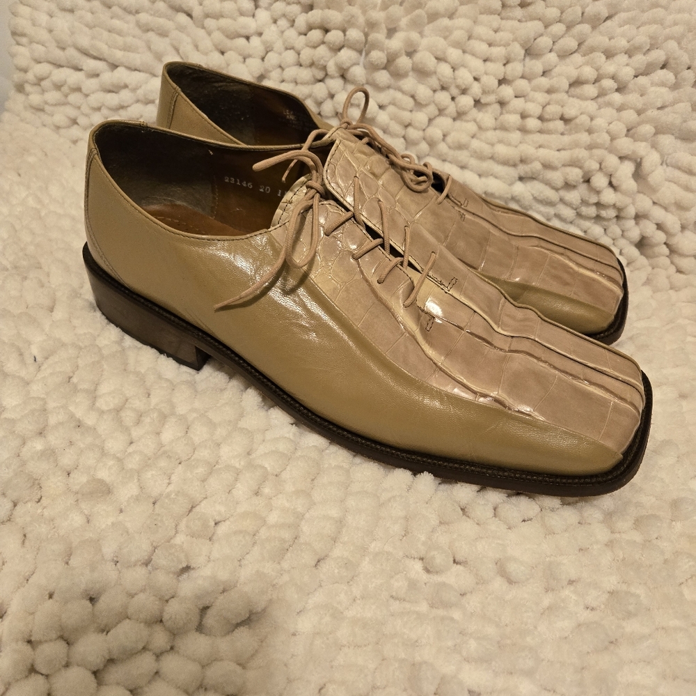 STACY ADAMS MEN'S ALLIGATOR LEATHER SHOES OXFORDS